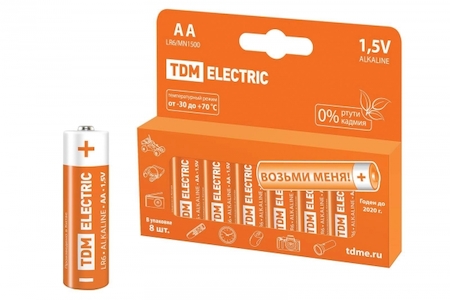 TDM ELECTRIC SQ1702-0009 Элемент питания LR6 AA Alkaline 1,5V PAK-8 TDM